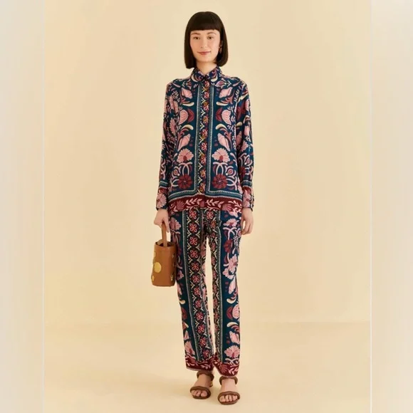 Farm Rio Shell Tapestry Button Down - Picture 3 of 6